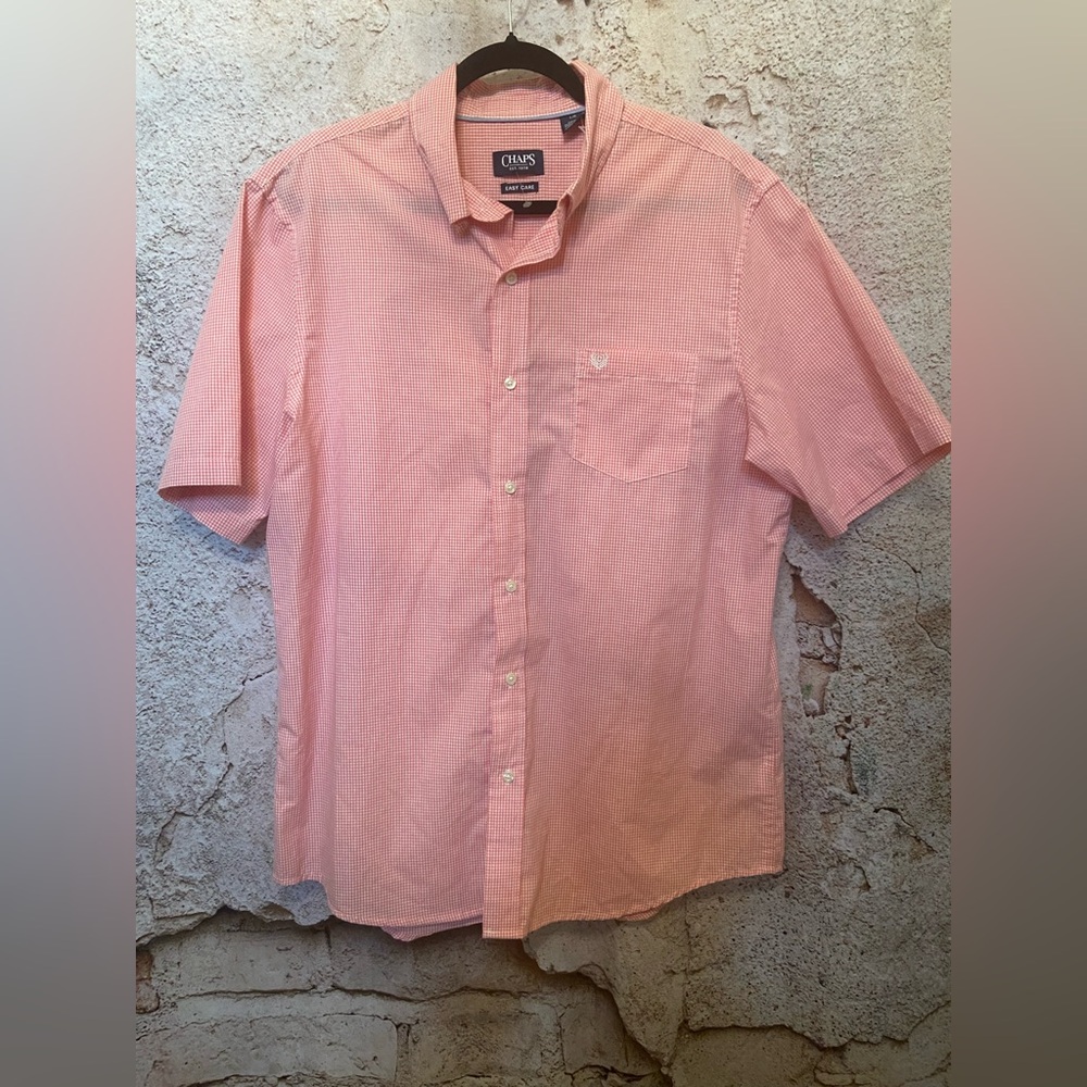 MENS Red Gingham Chaps Dress Shirt
